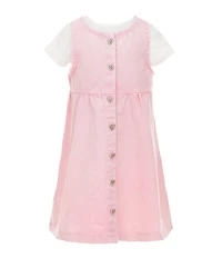 Rare Editions Little Girls Sleeveless Acid-Wash Denim Dress & Short-Sleeve Solid Knit T-Shirt Set
