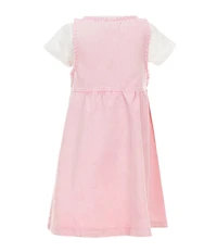 Rare Editions Little Girls Sleeveless Acid-Wash Denim Dress & Short-Sleeve Solid Knit T-Shirt Set