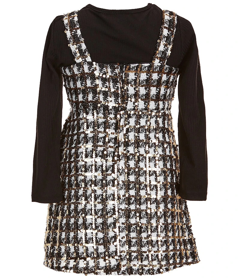 Rare Editions Little Girls Sleeveless Boucle Jumper Dress & Long-Sleeve Solid Rib-Knit Top Set