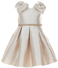 Rare Editions Little Girls Sleeveless Bow Accented Fit-And-Flare Mikado Dress