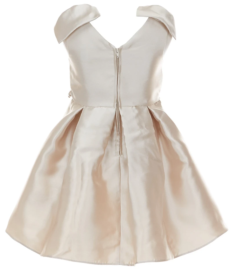 Rare Editions Little Girls Sleeveless Bow Accented Fit-And-Flare Mikado Dress