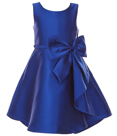 Rare Editions Little Girls Sleeveless Bow-Accented Mikado Fit-And-Flare Dress