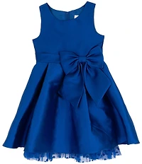 Rare Editions Little Girls Sleeveless Bow-Accented Mikado Fit-And-Flare Dress