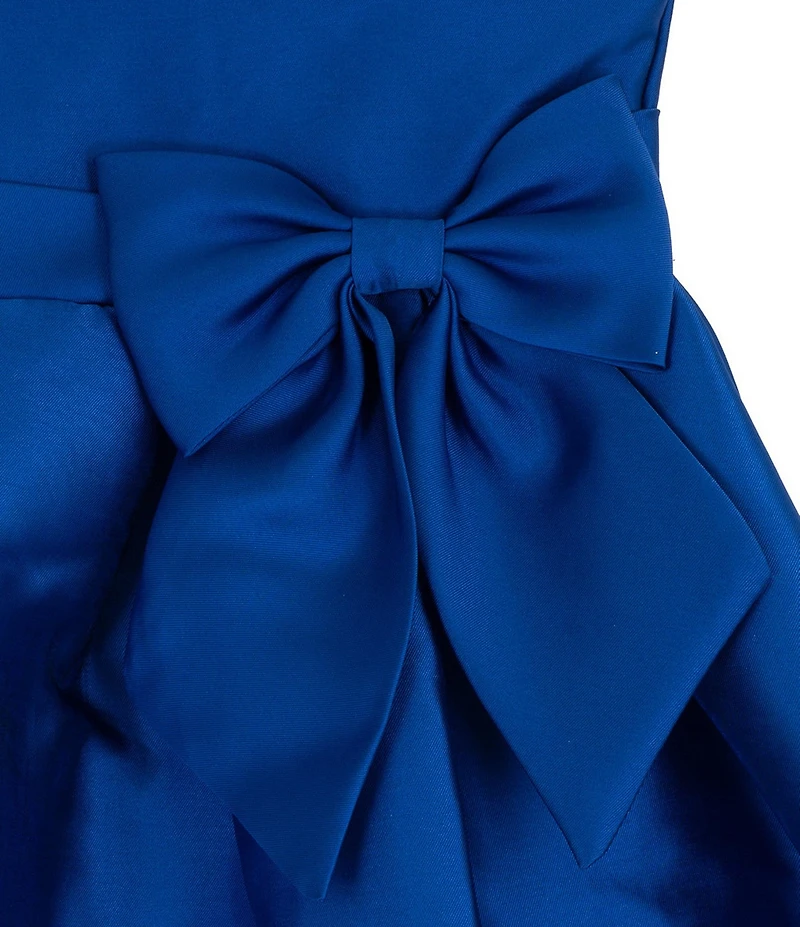 Rare Editions Little Girls Sleeveless Bow-Accented Mikado Fit-And-Flare Dress