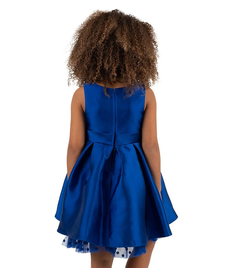 Rare Editions Little Girls Sleeveless Bow-Accented Mikado Fit-And-Flare Dress