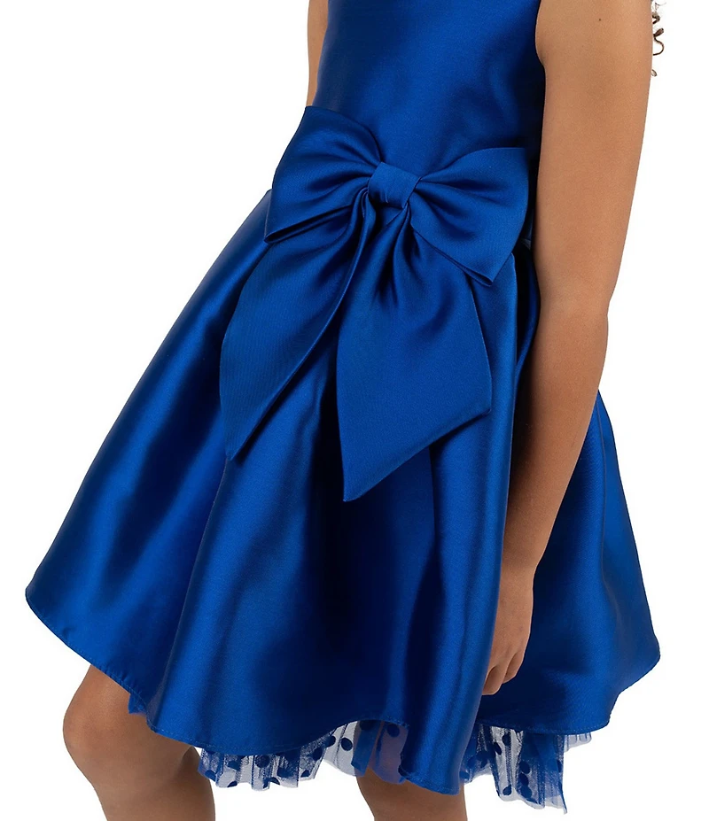 Rare Editions Little Girls Sleeveless Bow-Accented Mikado Fit-And-Flare Dress