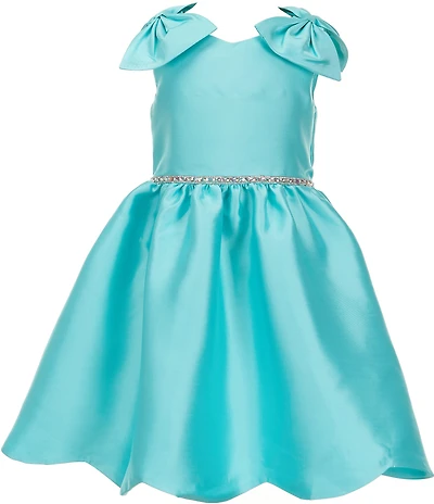 Rare Editions Little Girls Sleeveless Bow-Accented Mikado Fit-And-Flare Dress
