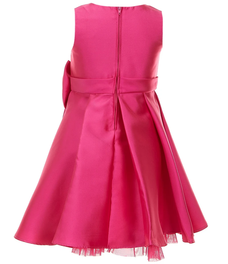 Rare Editions Little Girls Sleeveless Bow-Accented Mikado Fit-And-Flare Dress