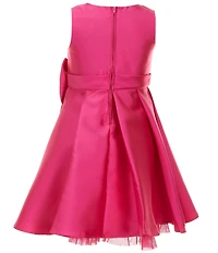 Rare Editions Little Girls Sleeveless Bow-Accented Mikado Fit-And-Flare Dress