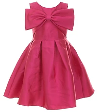 Rare Editions Little Girls Sleeveless Bow-Accented Pleated Mikado Dress