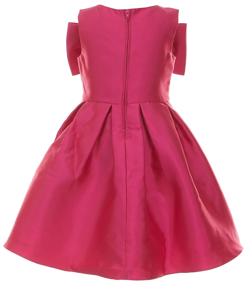 Rare Editions Little Girls Sleeveless Bow-Accented Pleated Mikado Dress