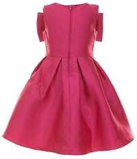 Rare Editions Little Girls Sleeveless Bow-Accented Pleated Mikado Dress