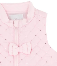 Rare Editions Baby Girls Sleeveless Bow-Accented Puffer Vest, Long-Sleeve Love Appliqued T-Shirt & Animal-Printed Leggings Set