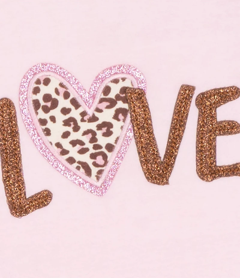 Rare Editions Baby Girls Sleeveless Bow-Accented Puffer Vest, Long-Sleeve Love Appliqued T-Shirt & Animal-Printed Leggings Set