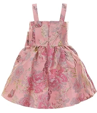 Rare Editions Little Girls Sleeveless Butterfly/Floral Patterned Brocade Dress
