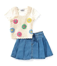 Rare Editions Little Girls Sleeveless Crocheted Tank Top