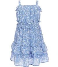 Rare Editions Little Girls Sleeveless Denim Vest & Sleeveless Floral Printed Fit-And-Flare Dress