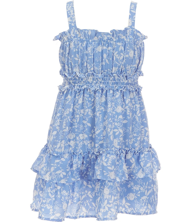 Rare Editions Little Girls Sleeveless Denim Vest & Sleeveless Floral Printed Fit-And-Flare Dress