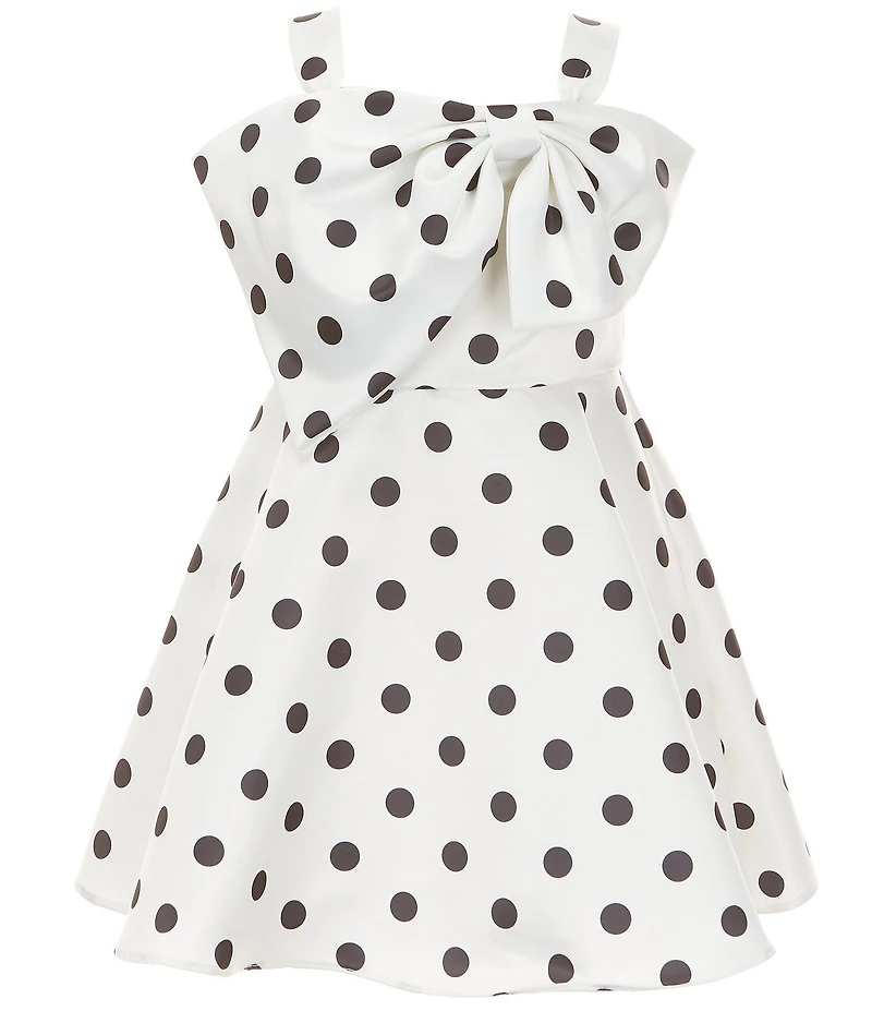 Rare Editions Little Girls Sleeveless Oversized Bow Polka Dot Dress