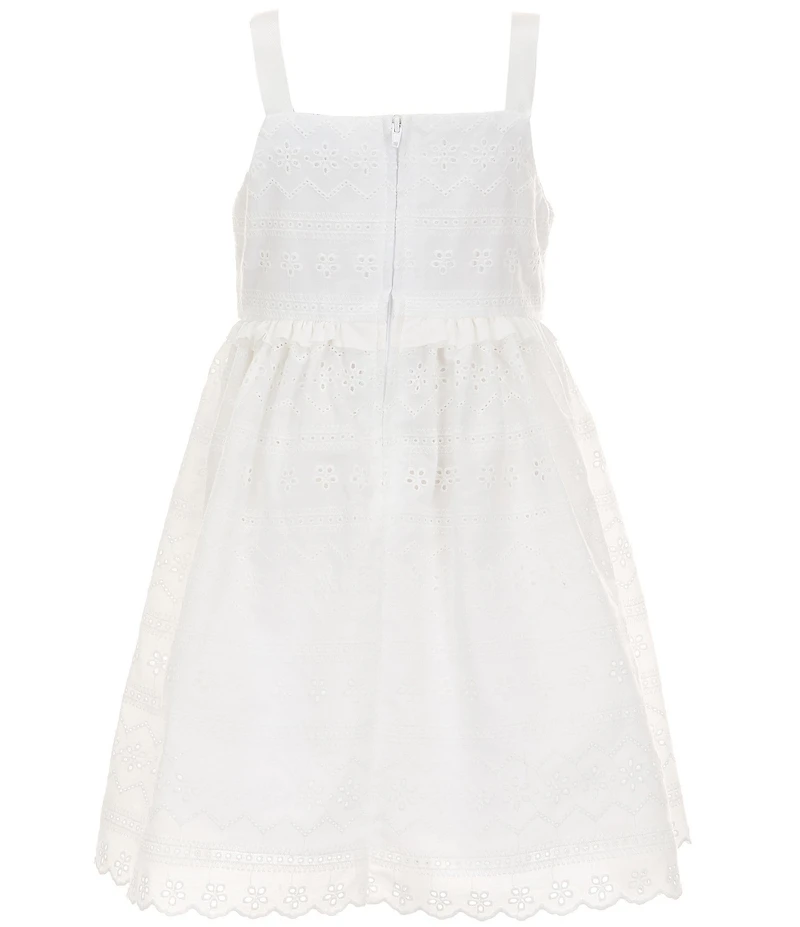 Rare Editions Little Girls Sleeveless Eyelet-Embroidered Ruffle-Trimmed Dress