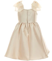 Rare Editions Little Girls Sleeveless Faux-Pearl-Bow-Accented Mikado Dress