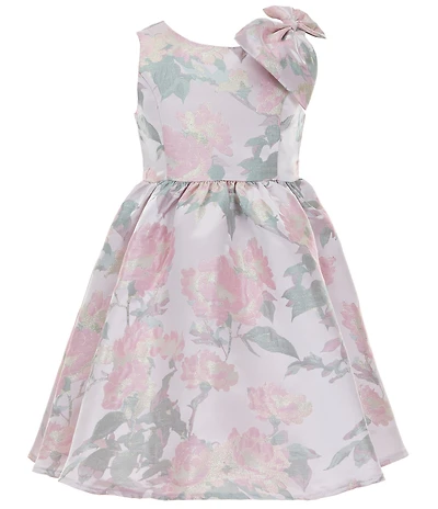 Rare Editions Little Girls Sleeveless Floral Metallic Brocade Dress