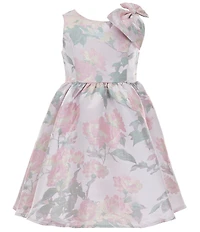 Rare Editions Little Girls Sleeveless Floral Metallic Brocade Dress