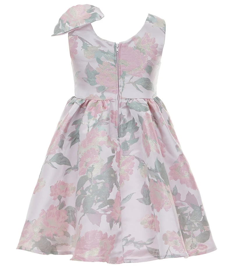 Rare Editions Little Girls Sleeveless Floral Metallic Brocade Dress