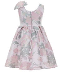 Rare Editions Little Girls Sleeveless Floral Metallic Brocade Dress