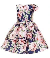 Rare Editions Little Girls Sleeveless Floral-Printed Fit-And-Flare Mikado Dress