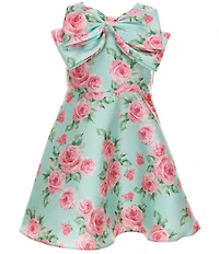 Rare Editions Little Girls Sleeveless Floral Printed Mikado A-Line Dress