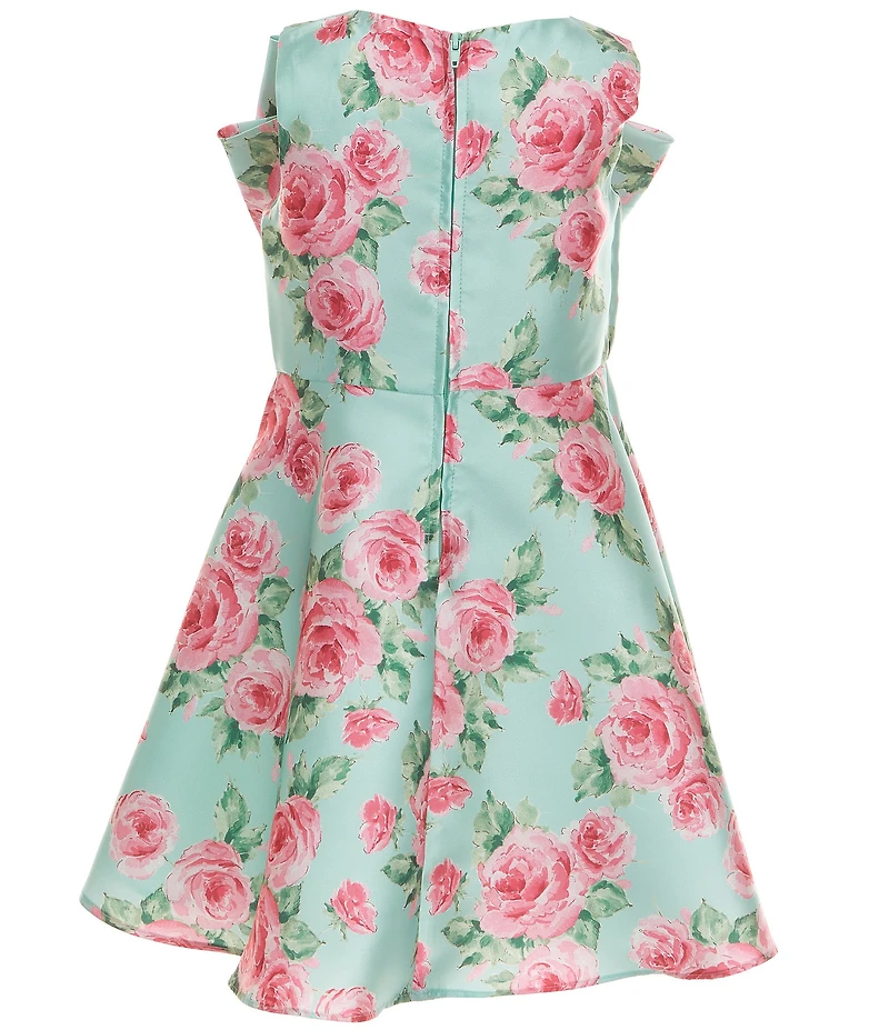 Rare Editions Little Girls Sleeveless Floral Printed Mikado A-Line Dress