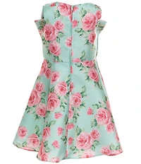 Rare Editions Little Girls Sleeveless Floral Printed Mikado A-Line Dress