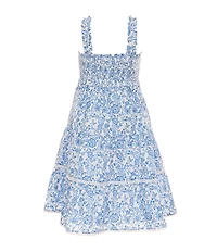 Rare Editions Little Girls Sleeveless Floral Printed Smocked Woven Midi Dress