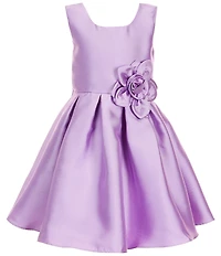 Rare Editions Little Girls Sleeveless Flower-Appliqued Mikado Fit-And-Flare Dress
