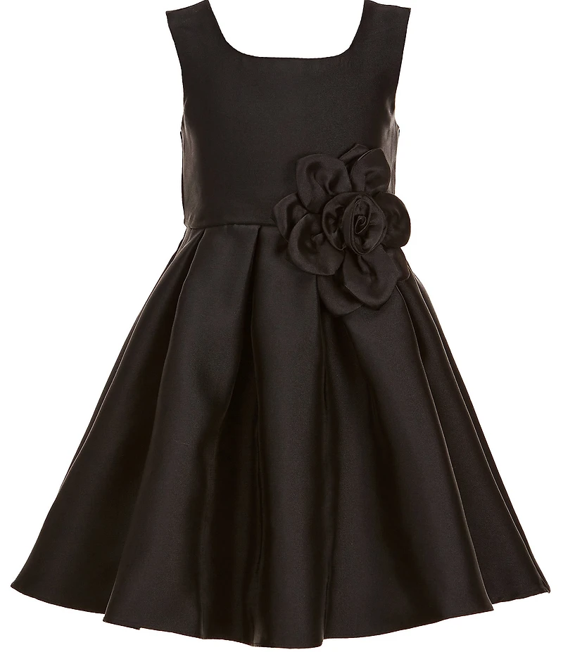 Rare Editions Little Girls Sleeveless Flower-Appliqued Mikado Fit-And-Flare Dress