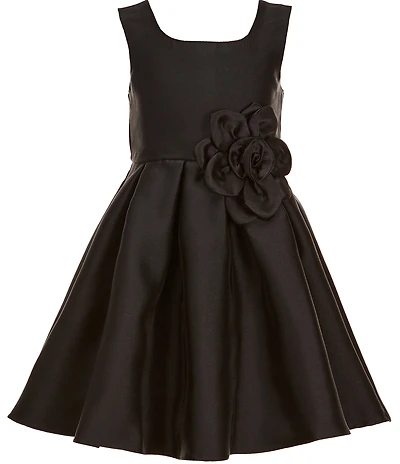 Rare Editions Little Girls Sleeveless Flower-Appliqued Mikado Fit-And-Flare Dress