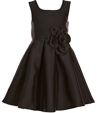 Rare Editions Little Girls Sleeveless Flower-Appliqued Mikado Fit-And-Flare Dress