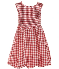Rare Editions Little Girls Sleeveless Gingham-Checked Tie-Back Dress