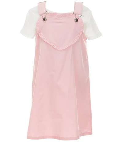 Rare Editions Little Girls Sleeveless Heart-Appliqued Corduroy Overall Jumper Dress & Short-Sleeve Knit Top Set