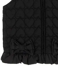 Rare Editions Little Girls Sleeveless Heart-Appliqued Puffer Vest, Long-Sleeve Bow-Motif T-Shirt & Plaid Leggings Set