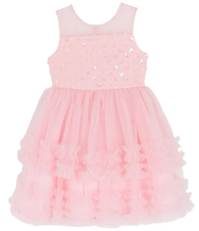 Rare Editions Little Girls Sleeveless Illusion-Yoke Sequin-Bodice Mesh-Skirted Fit-And-Flare Dress