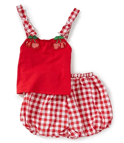 Rare Editions Little Girls Sleeveless Jersey Knit Tank Top & Yarn-Dyed Gingham Shorts Set