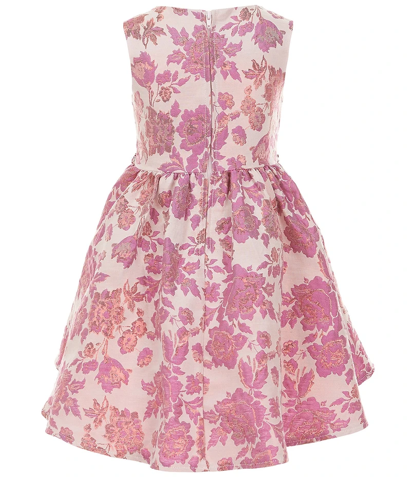 Rare Editions Little Girls Sleeveless Metallic Floral Brocade Dress