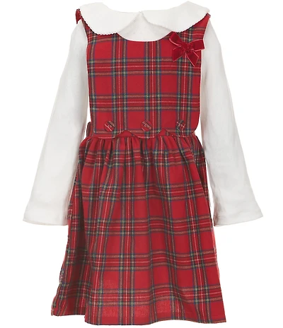 Rare Editions Little Girls Sleeveless Plaid Fit-And-Flare Jumper Dress & Long-Sleeve Solid Top