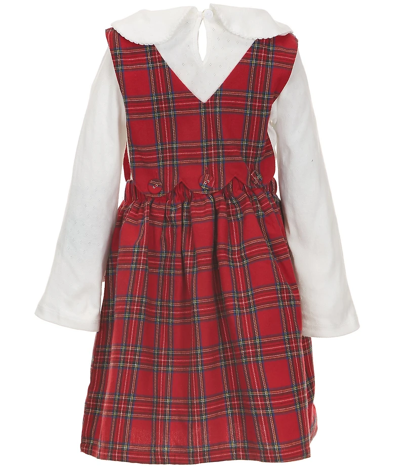 Rare Editions Little Girls Sleeveless Plaid Fit-And-Flare Jumper Dress & Long-Sleeve Solid Top