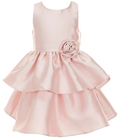 Rare Editions Little Girls Sleeveless Rosette-Appliqued Mikado Fit-And-Flare Dress