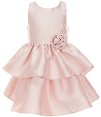 Rare Editions Little Girls Sleeveless Rosette-Appliqued Mikado Fit-And-Flare Dress