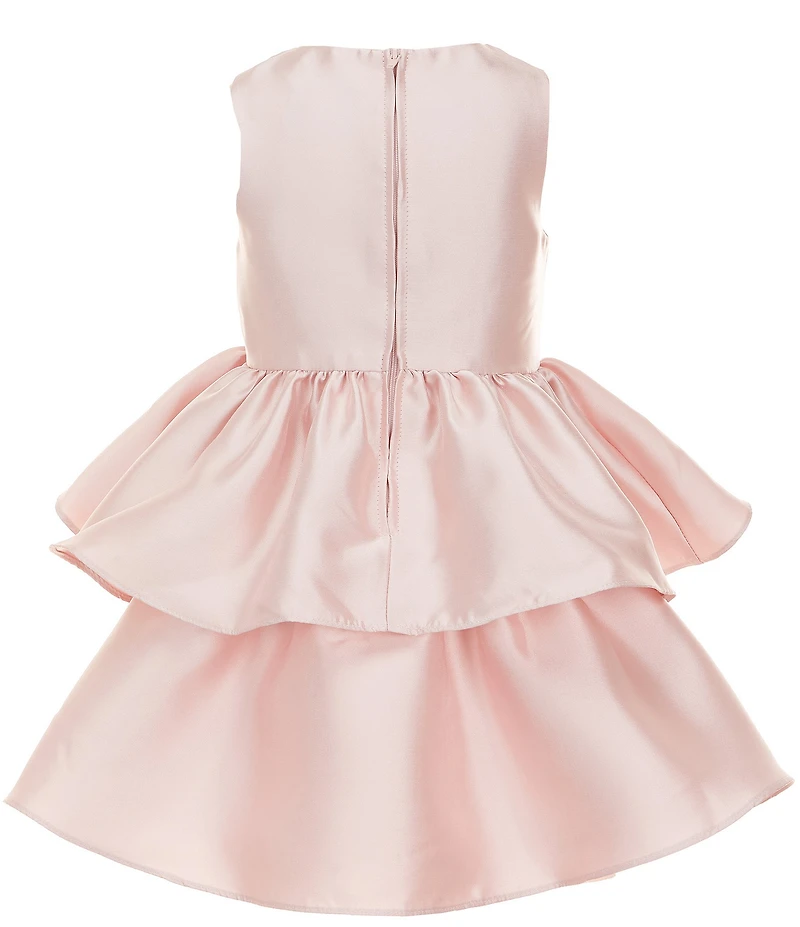 Rare Editions Little Girls Sleeveless Rosette-Appliqued Mikado Fit-And-Flare Dress
