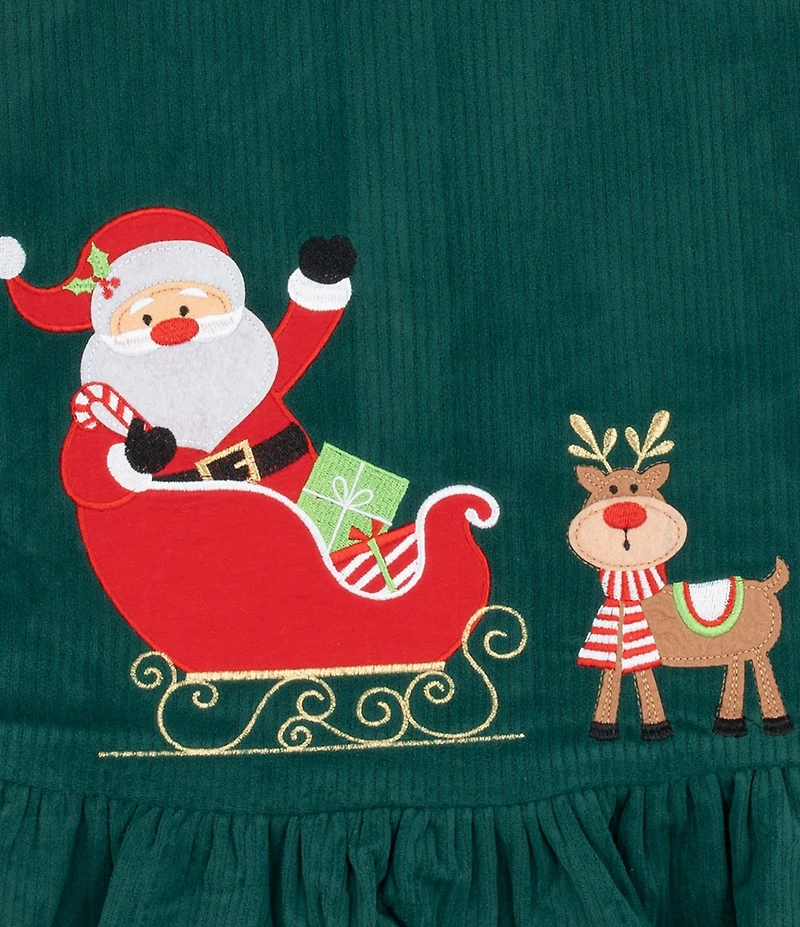 Rare Editions Little Girls Sleeveless Santa-Appliqued Corduroy Jumper Dress & Long-Sleeve Knit T-Shirt Set